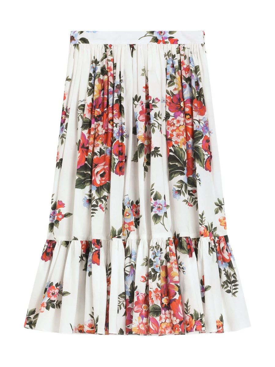 Skirt Floral White Cotton