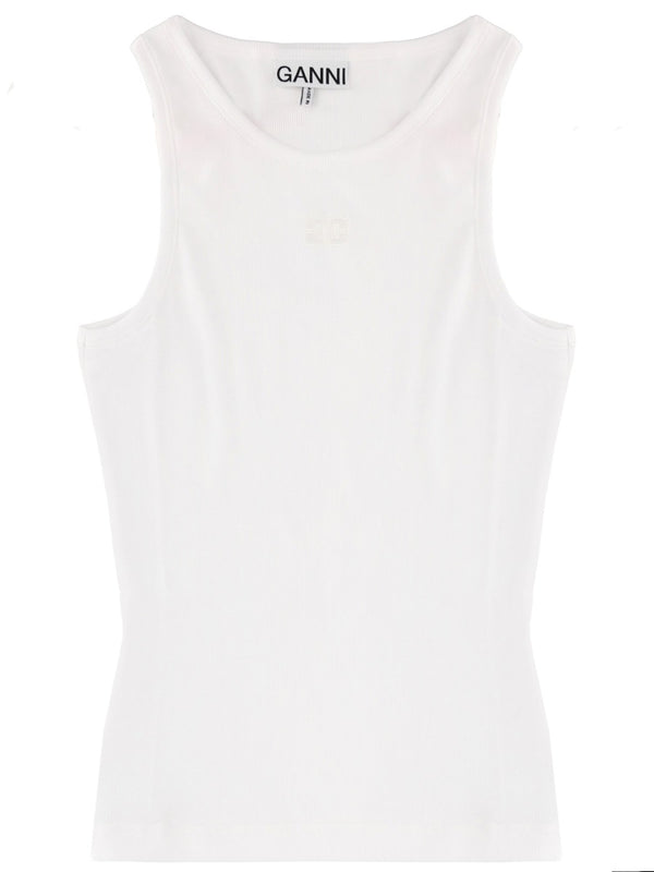 Tops With Logo White Cotton Elastane