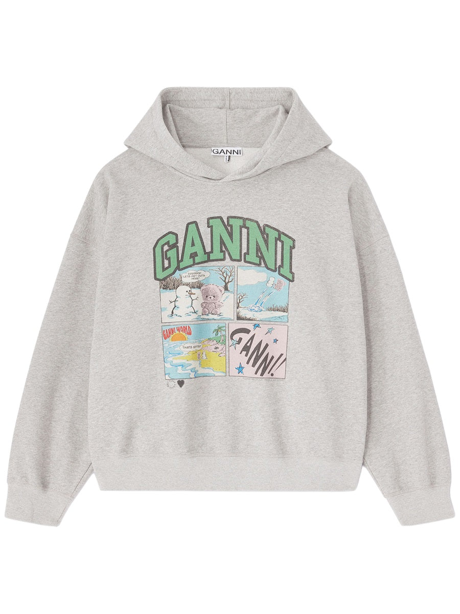 Oversized Sweatshirt With Logo Grey Organic Cotton Sweatshirts