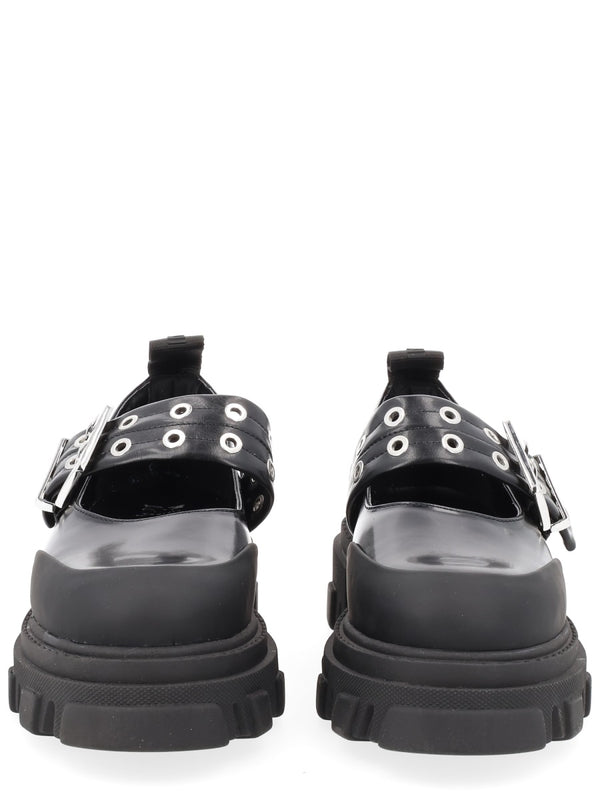 Ballerina With Logo Buckle Black Recycled Polyester Shoe