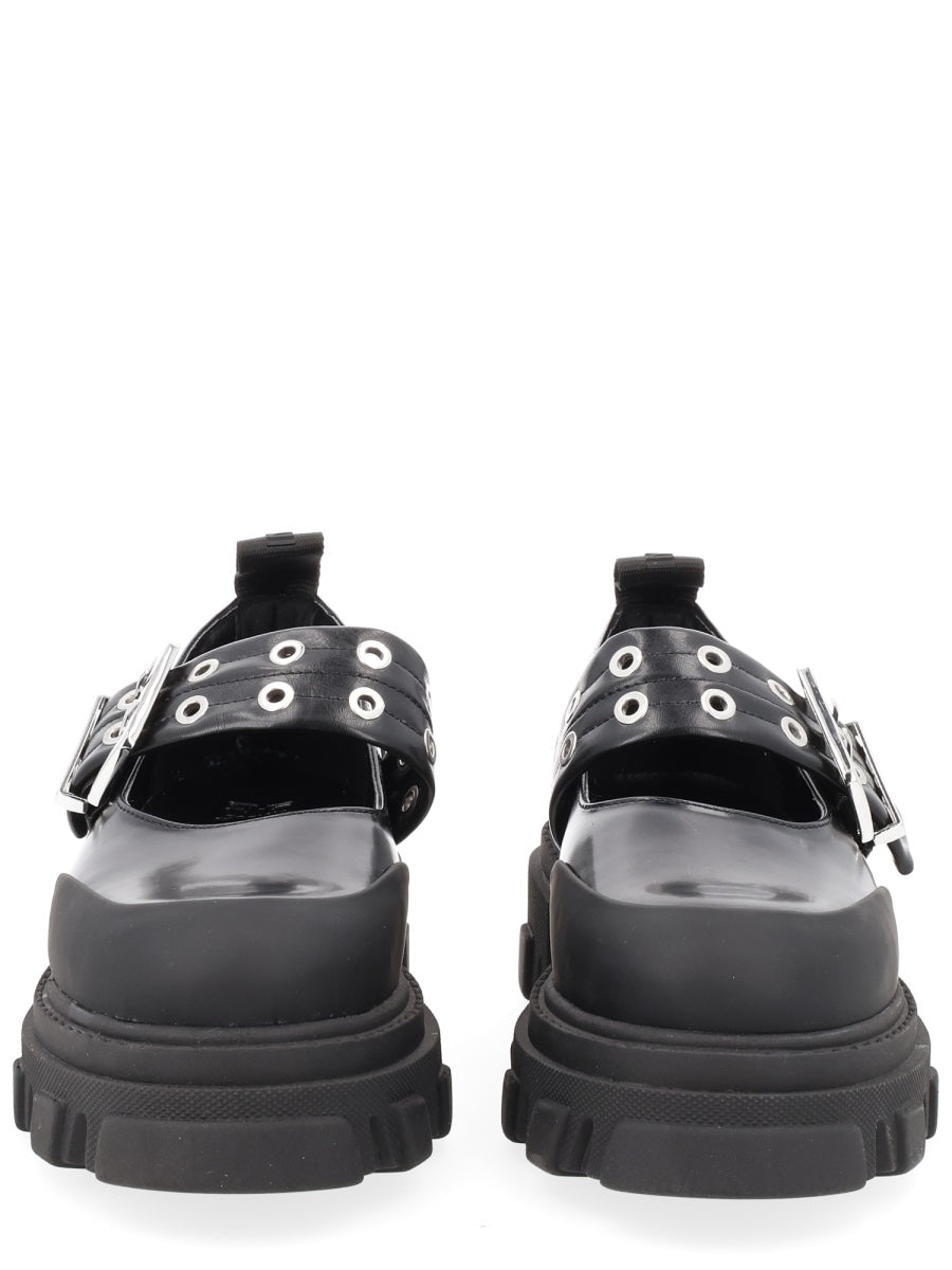 Ballerina With Logo Buckle Black Recycled Polyester Shoe