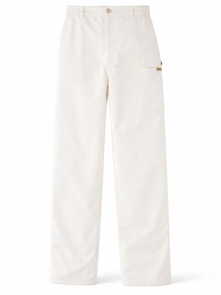 Cargo Pocket Pants White Cotton Trousers