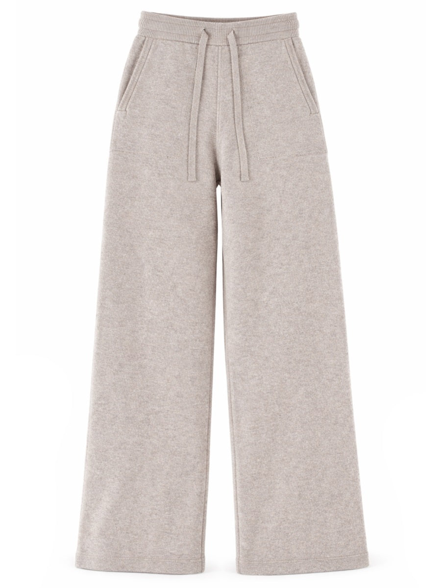 Wide-Leg Trousers Beige Wool And Cashmere