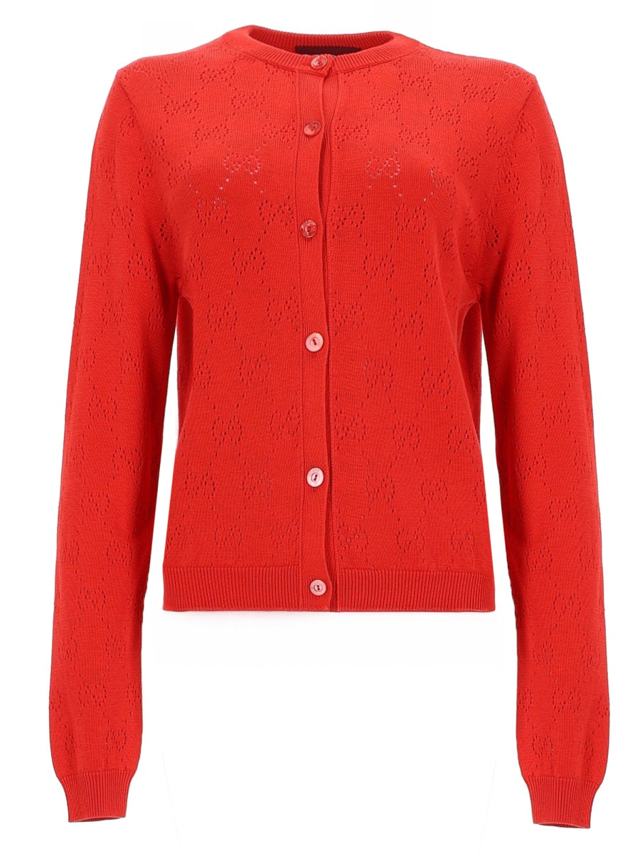 Silk And Cotton Cardigan Red Jumpers