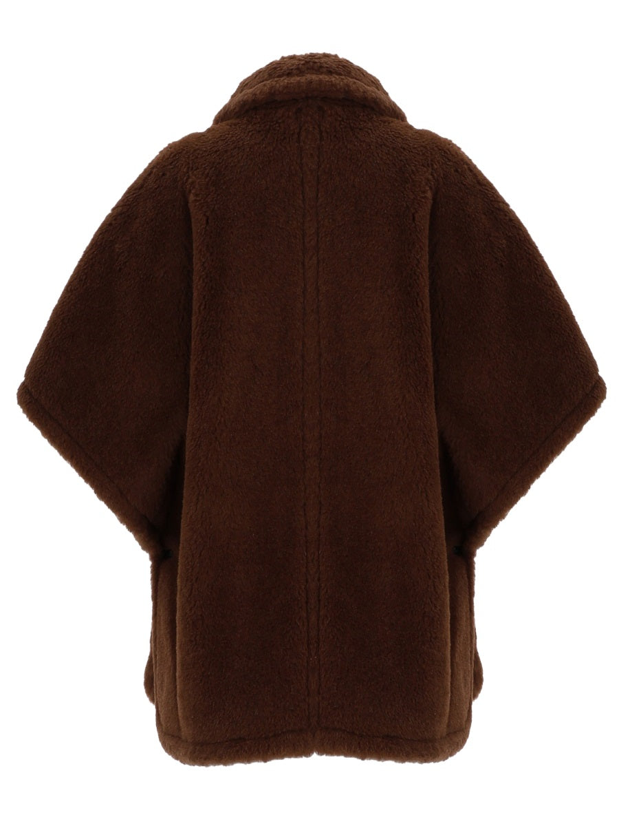 Poncho Horse4 Brown Alpaca Wool Trench & Raincoats