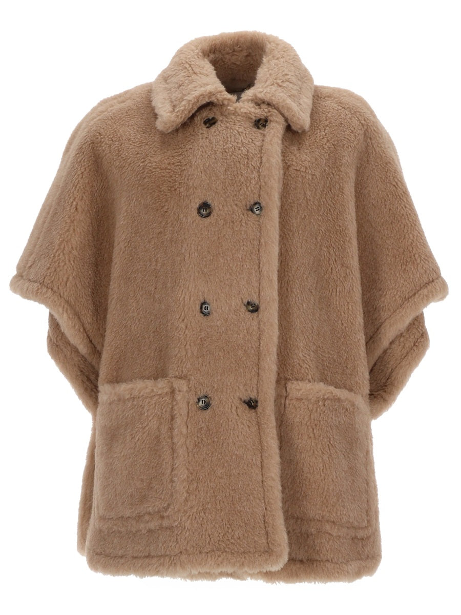 Poncho Horse4 Beige Alpaca Wool Trench & Raincoats