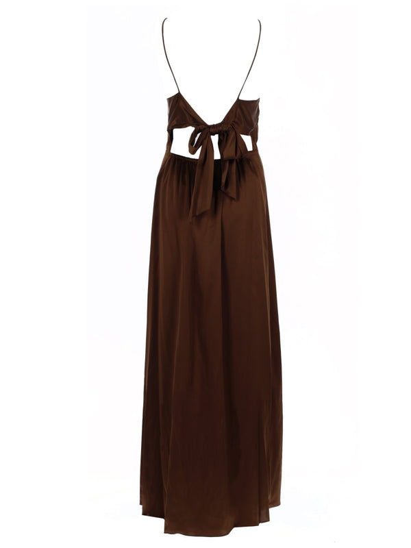 Long Dress Cata Brown Silk