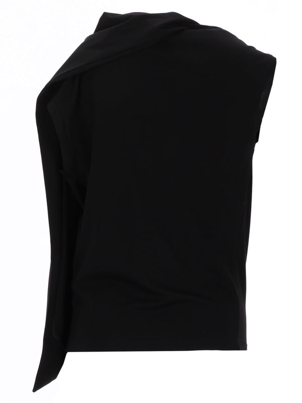 Top Scarf Black Viscose Tops