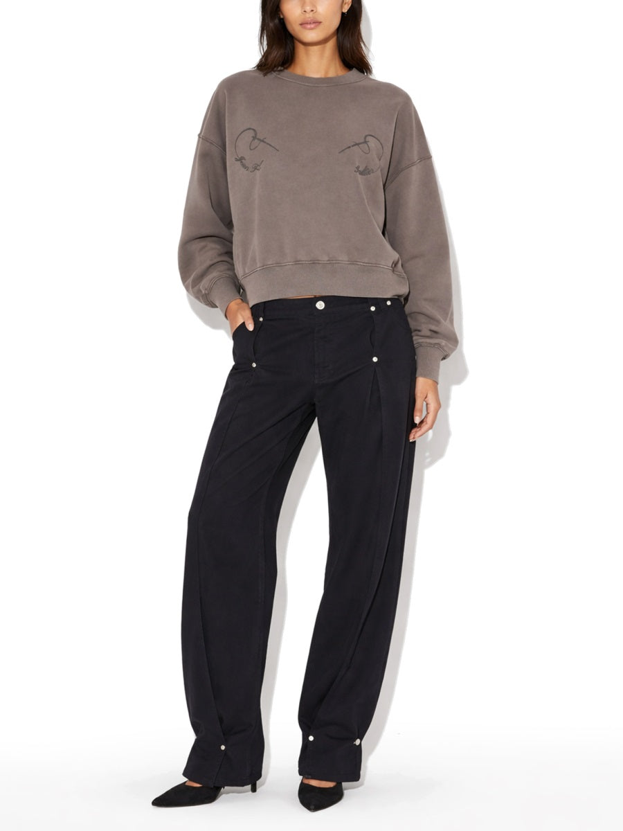 Sweatshirt With Embroidery Grey Organic Cotton Sweatshirts
