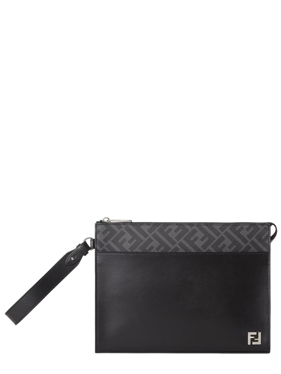 Clutch Squared Ff Black Leather Bags