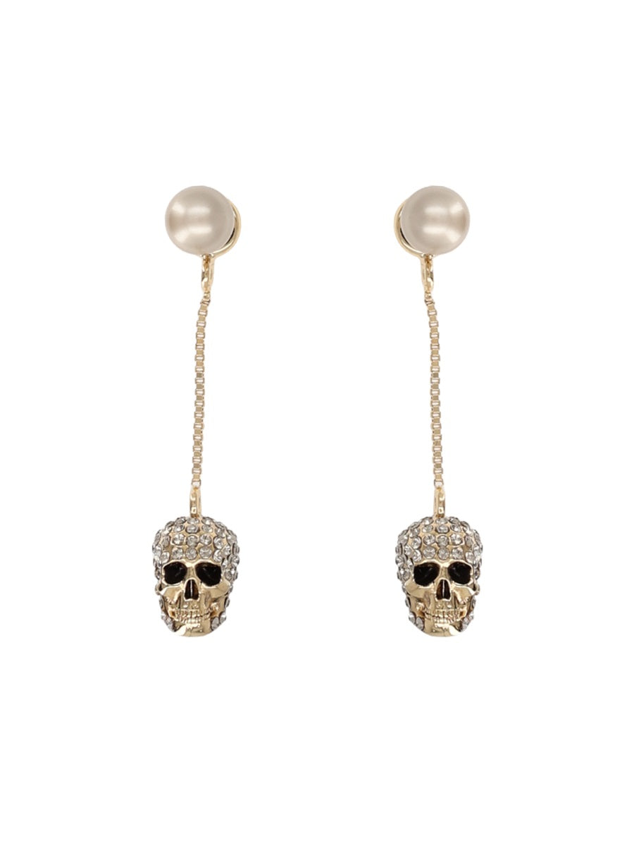 Pendant Earrings Skull Gold Brass