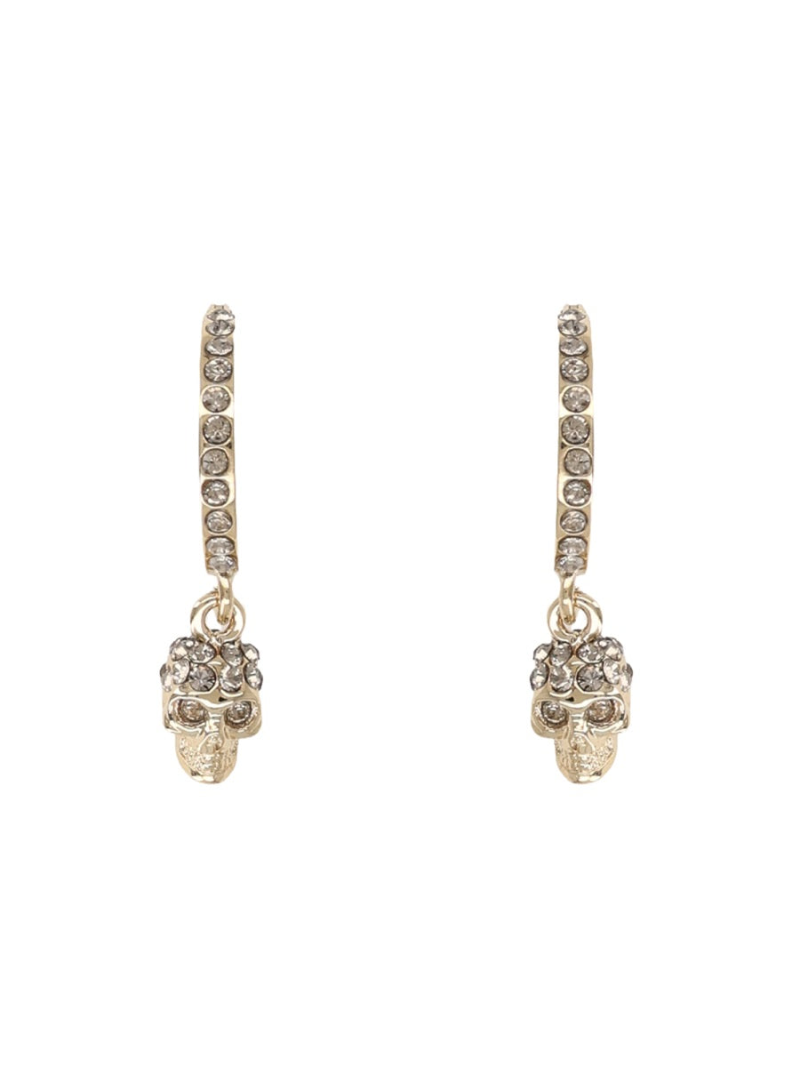 Hoop Earrings Skull Gold Brass