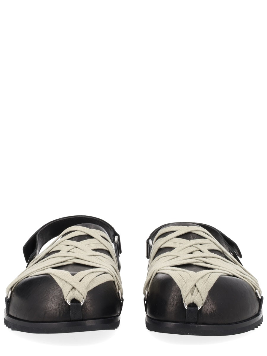 Mule Megalace Black Ram Leather Sandal