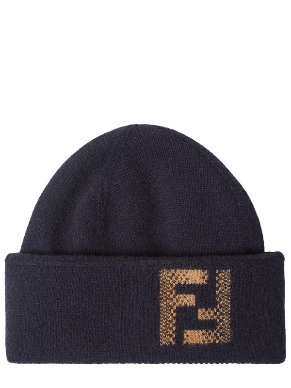 Cap With Logo Wool And Cashmere Blue Virgin Hat
