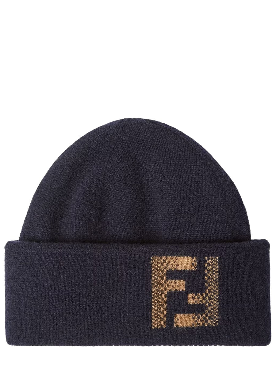 Cap With Logo Wool And Cashmere Blue Virgin Hat