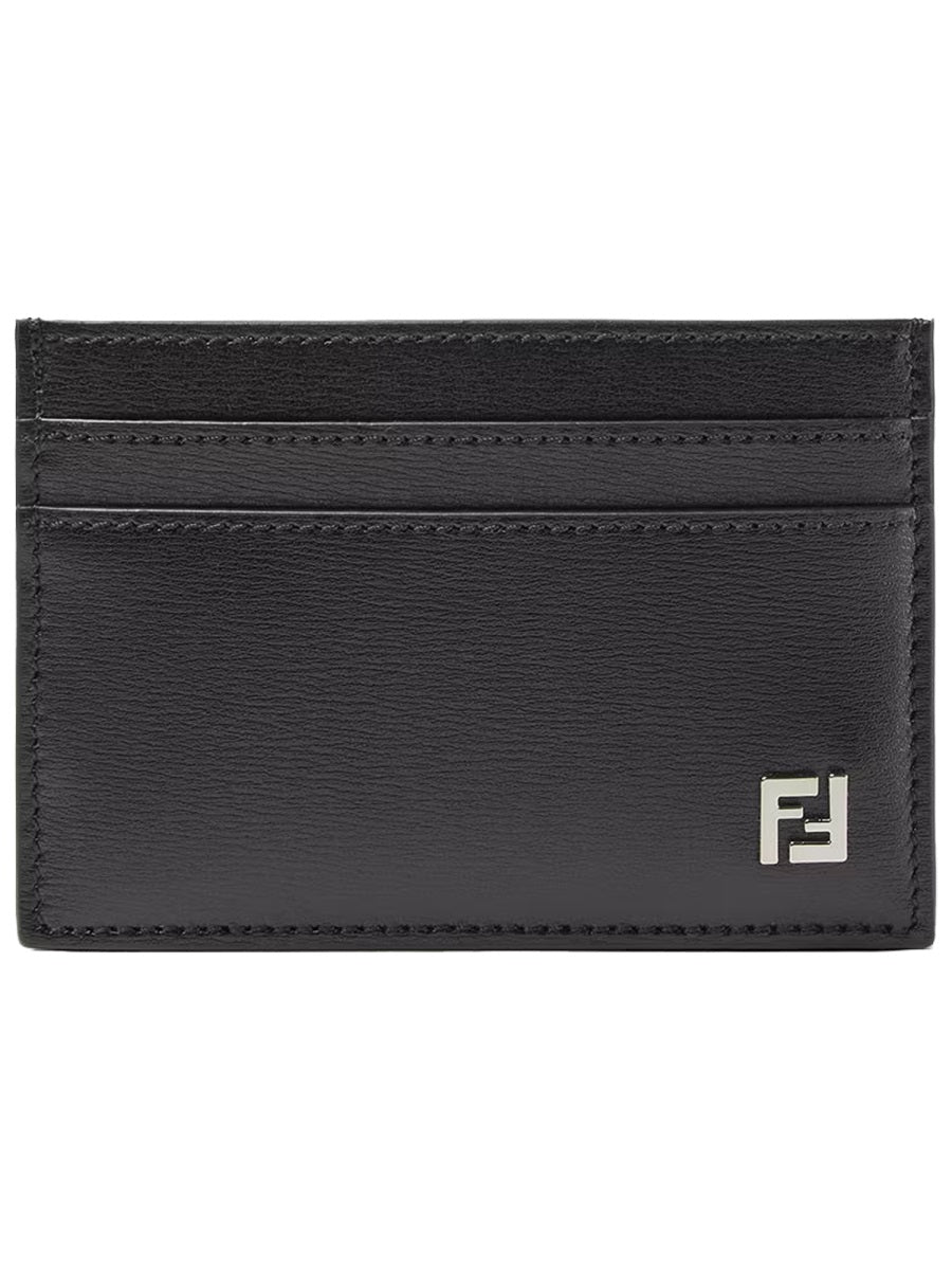 Card Holder Squared Ff Leather Black Wallets & Purses