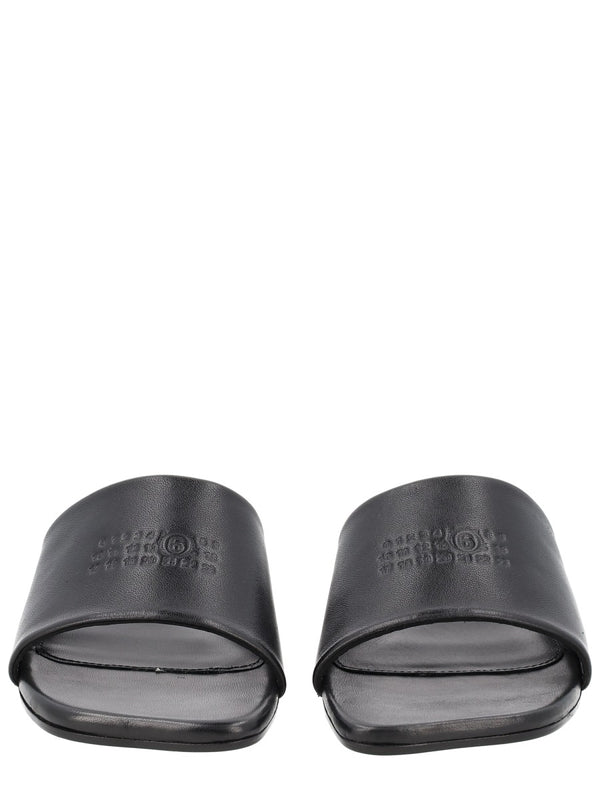 Leather Logo Sandal Black
