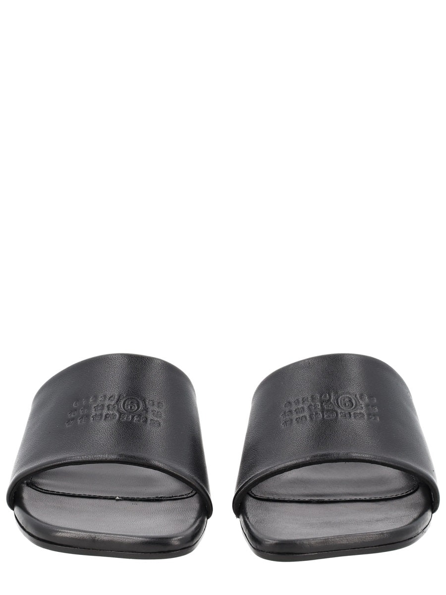Leather Logo Sandal Black