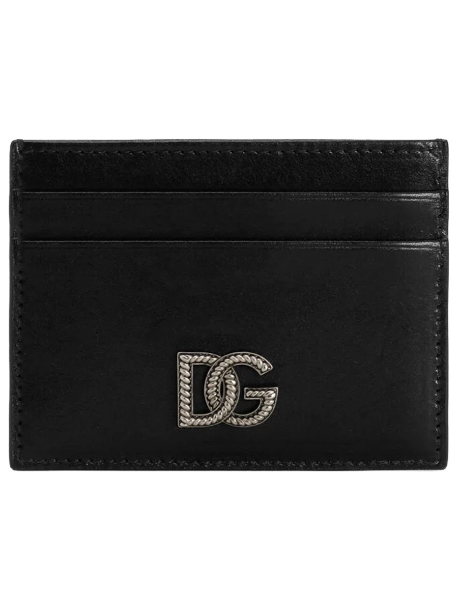 Logo Card Holder Black Leather Wallets & Purses