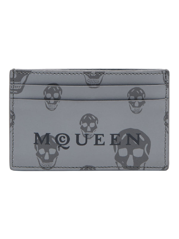 Skull Card Holder Grey Leather Wallets & Purses