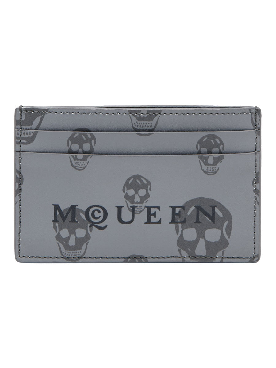 Skull Card Holder Grey Leather Wallets & Purses