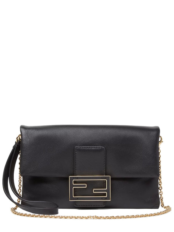 Pouch Baguette Mom Black Leather Shoulder Bags