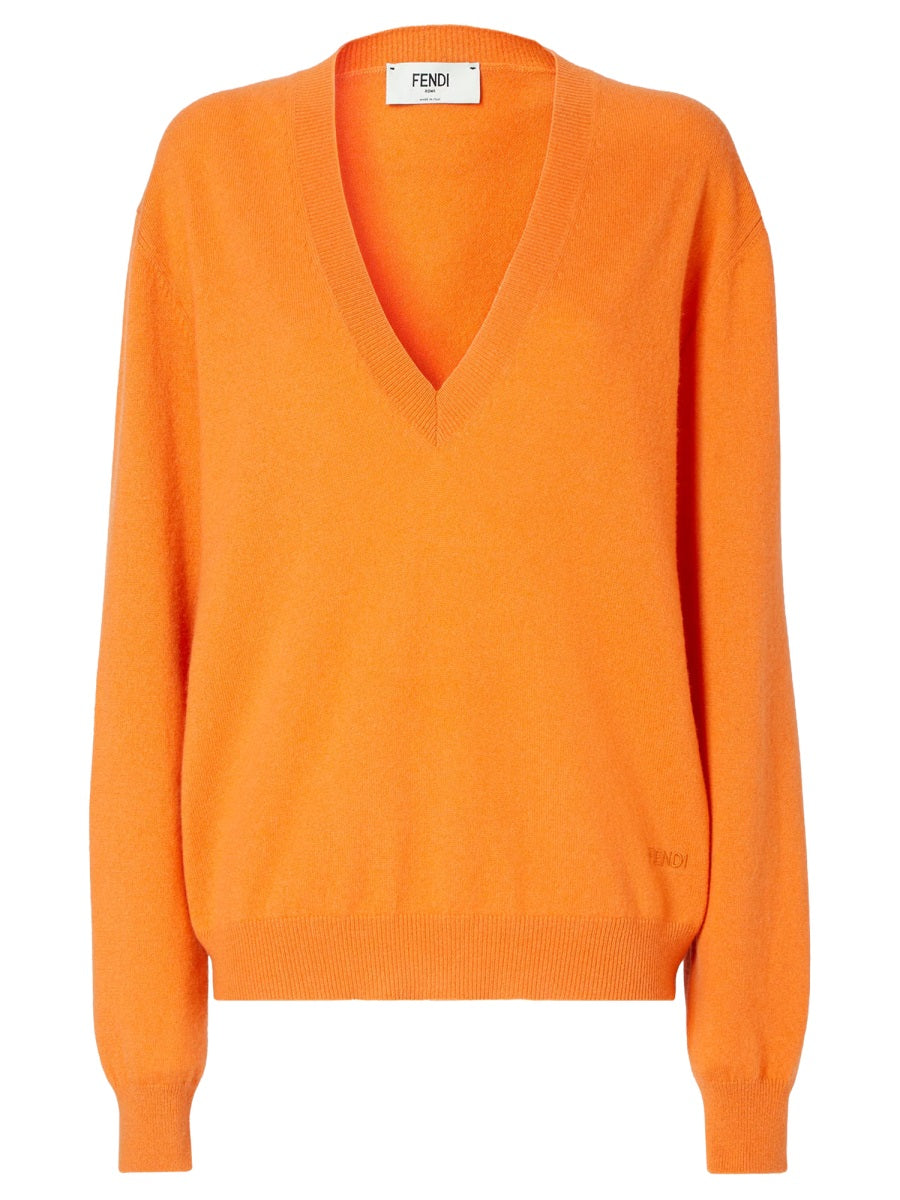 V-Neck Cashmere Sweater Orange Jumpers