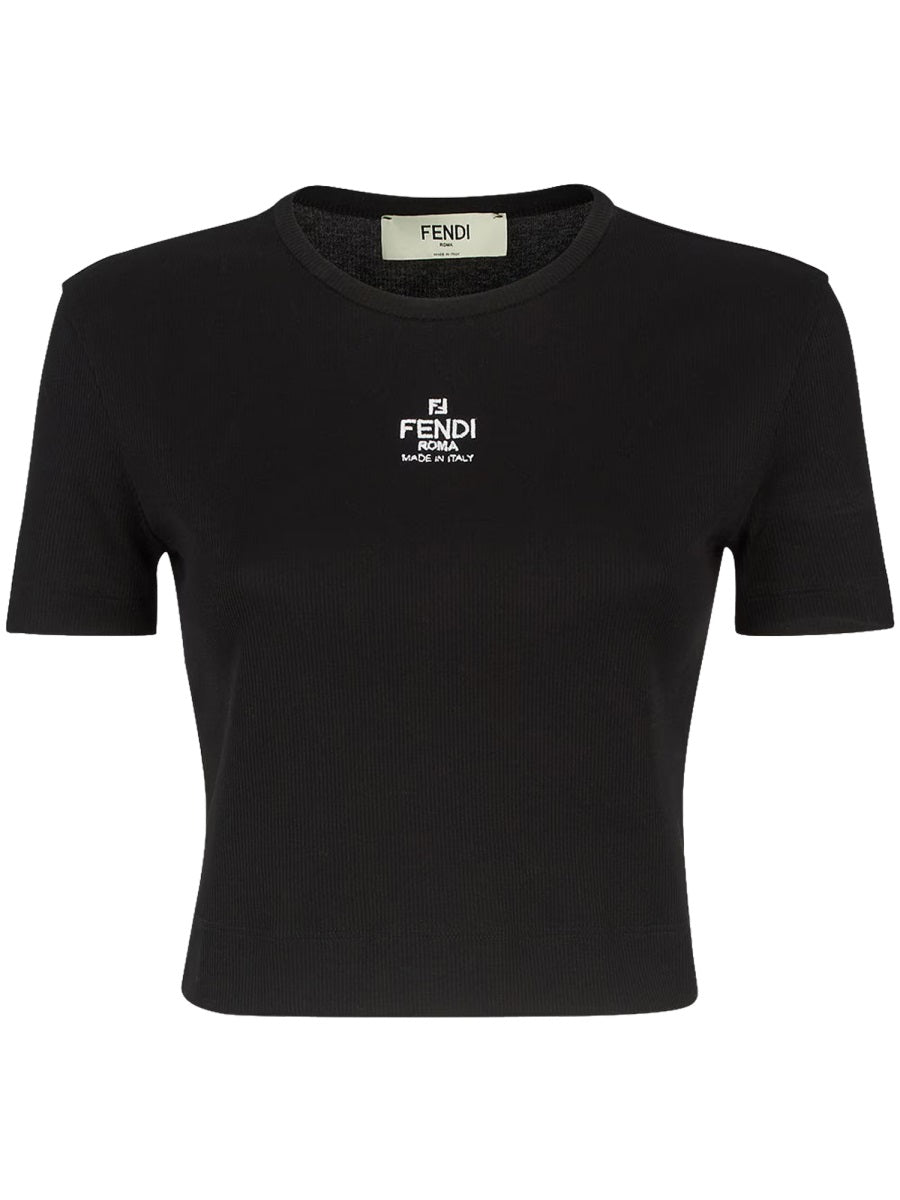 Logo Cotton Top Black Tops