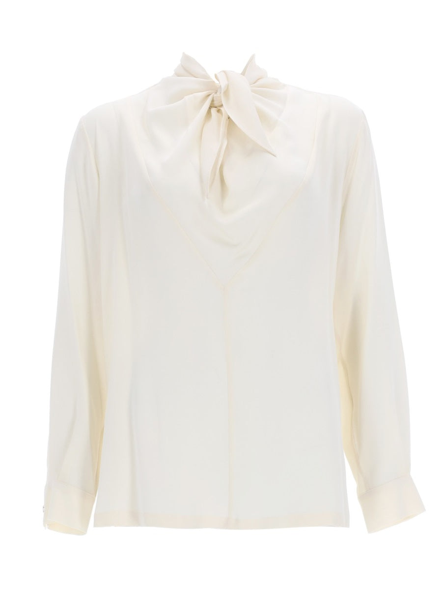 Silk Charmeuse Blouse Ivory Shirt