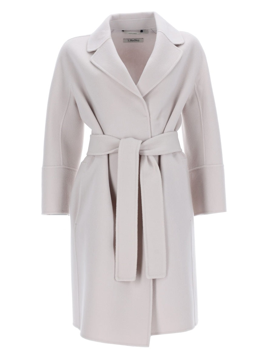 Belted Wool Coat Ivory Virgin Trench & Raincoats