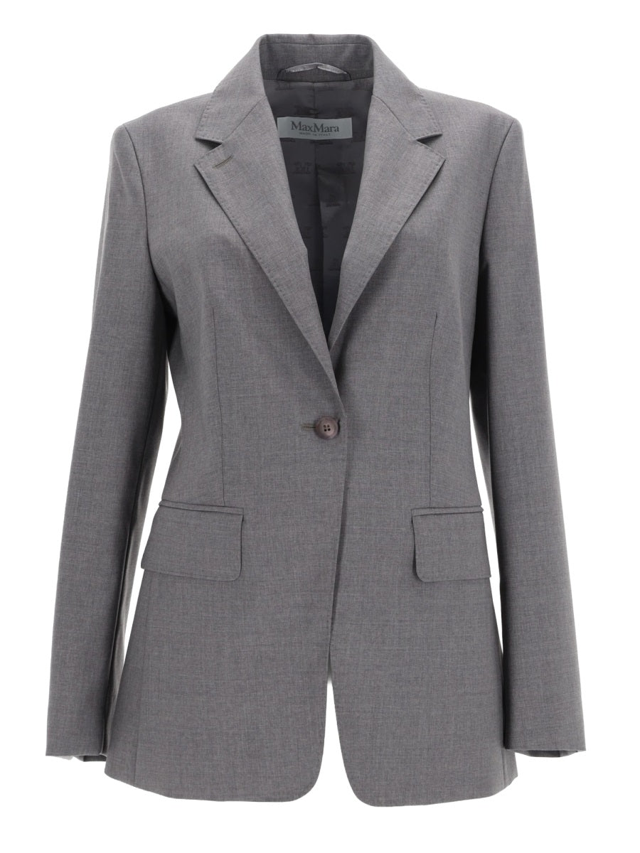 Single-Breasted Blazer Grey Virgin Wool Jacket