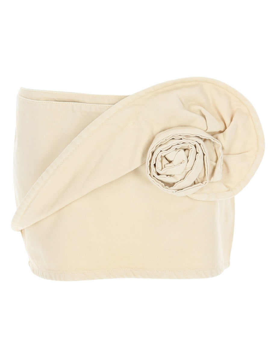 Denim Miniskirt Beige Cotton Skirt