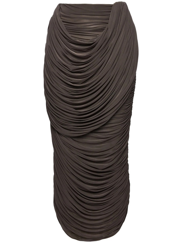 Cupro Midi Skirt Brown
