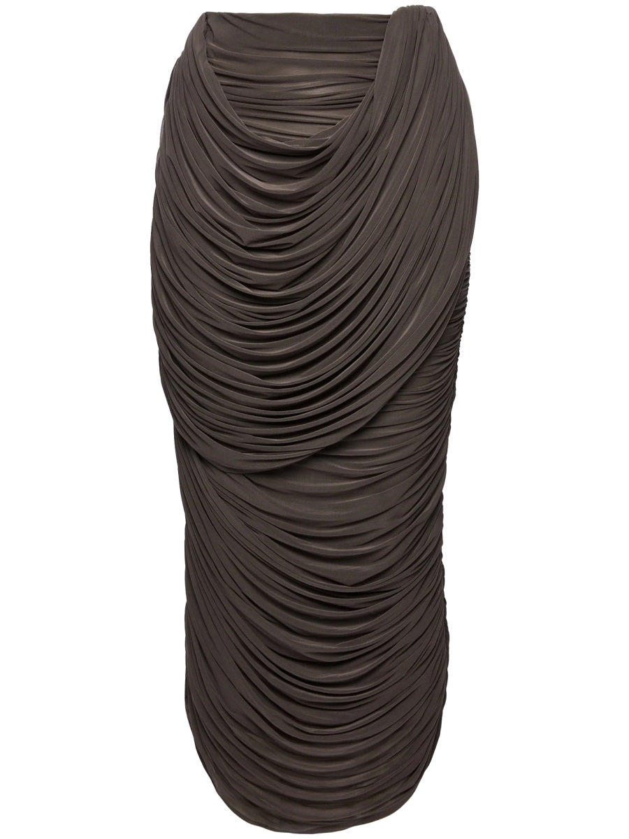 Cupro Midi Skirt Brown