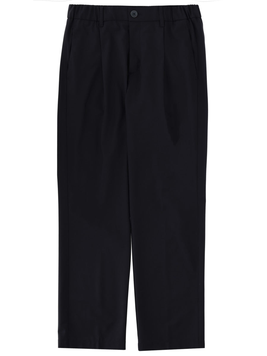 Wool Blend Pants Blue Polyester Elastane Trousers