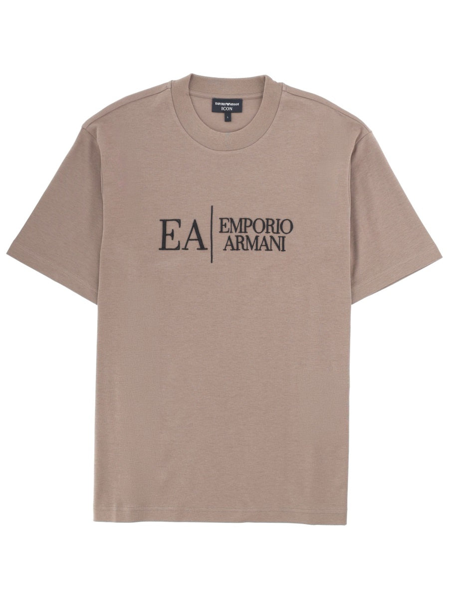 T-Shirt Icon Embroidery Brown Cotton T-shirts