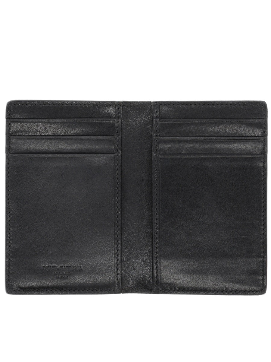 Card Holder With Logo Black Leather Wallets & Purses