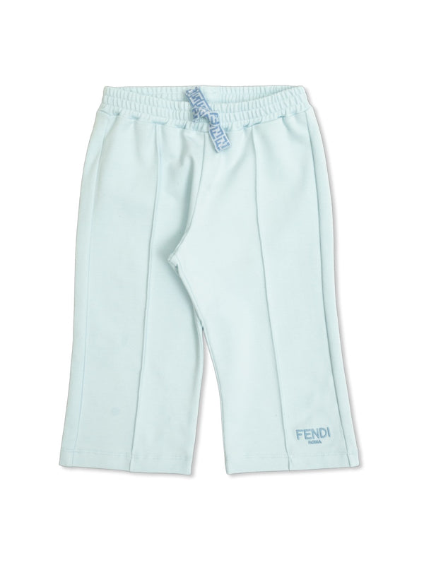 Cotton Blend Logo Shorts Baby Blue Trousers