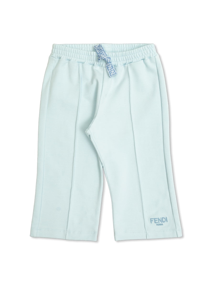 Cotton Blend Logo Shorts Baby Blue Trousers
