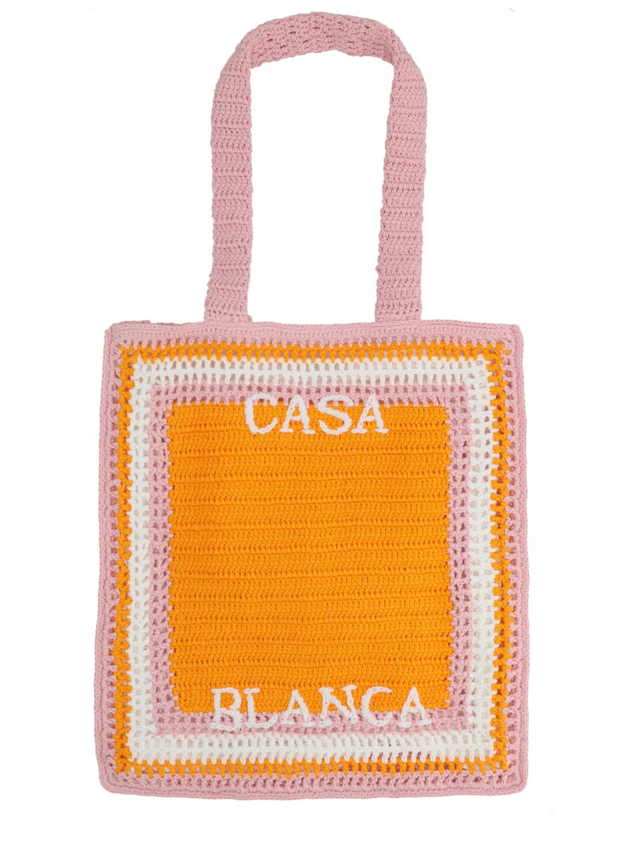 Tote Bag With Logo Orange Cotton Handbags