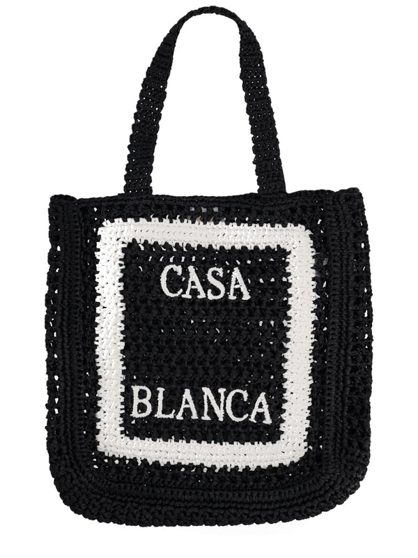 Tote Bag With Logo Black Viscose Handbags