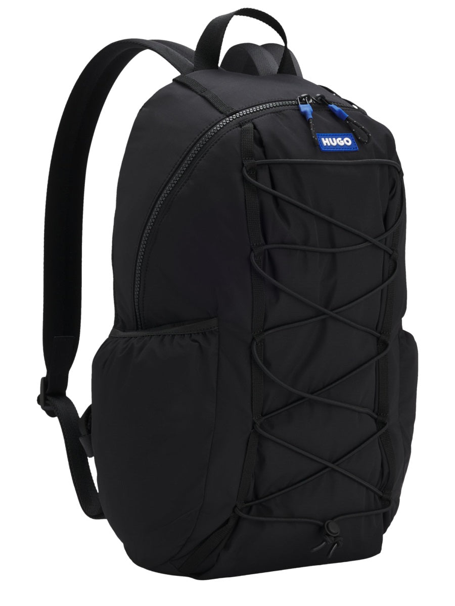 Backpack With Logo Patch Black Recycled Polyester Backpacks