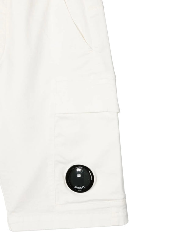 Cargo Bermuda Shorts White Cotton Elastane