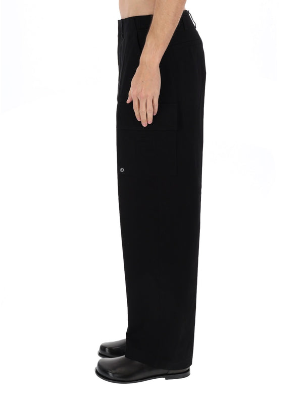 Cargo Pants With Logo Black Cotton Trousers