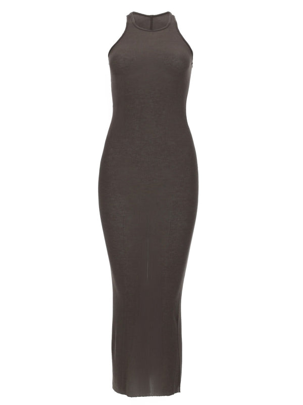 Silk Blend Midi Dress Brown Viscose