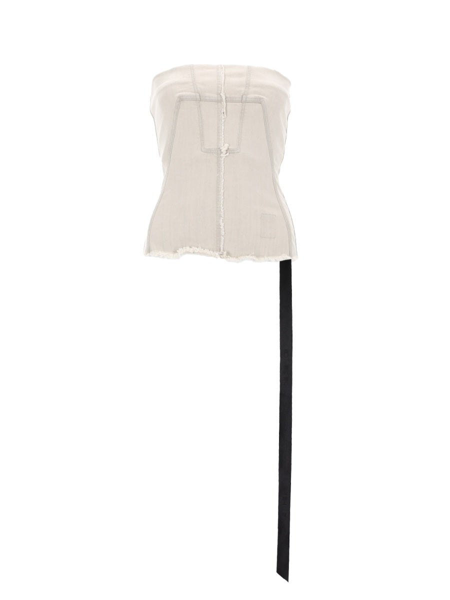 Denim Bustier Top White Tops