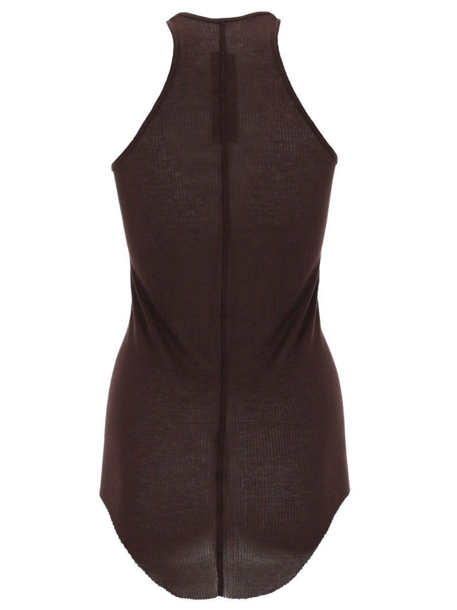 Smanicated Top Brown Viscose Silk Tops