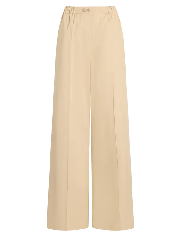 Pants With Elasticated Waist Beige Cotton Bio Trousers