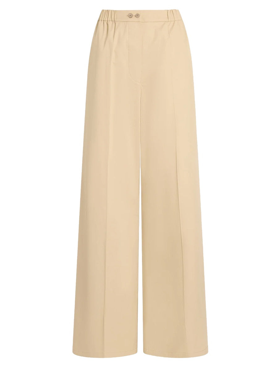 Pants With Elasticated Waist Beige Cotton Bio Trousers