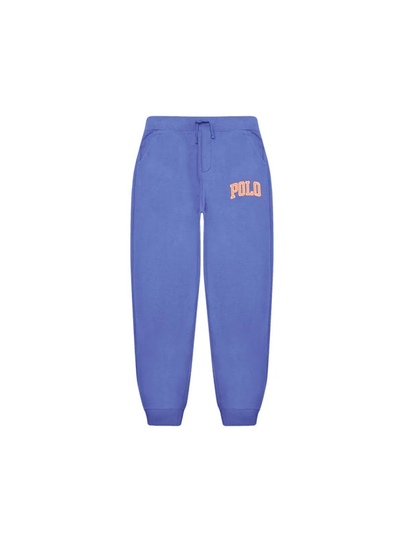 Trousers With Logo, Blue Cotton Polyester
